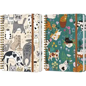 2 count Spiral Notebook,  College Ruled Spiral Notebook, Multi Subject Notebooks, 120 Ruled Pages Hardcover Journals for Writing Travel Business Office, Cute Notebooks for Women