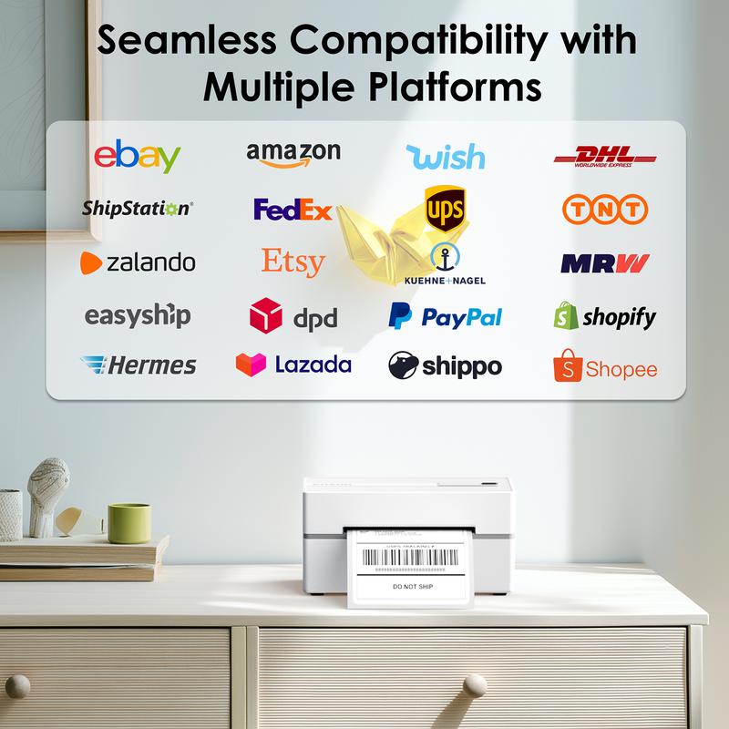 KNAON Thermal Shipping Label Printer BLuetooth Wireless Printer 4x6 for Small Business & Package,Compatible with USPS, Amazon, Shopify, iOS/Android/Windows/Mac