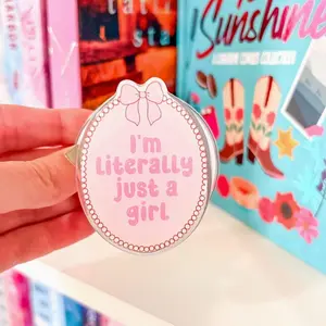 Cute Phone Grip|Im literally just a girl grip|Kindle Accessory|Phone grip|Kindle grip|Bookish grip|Gift for her|Girlie|Bow grip|Pink grip