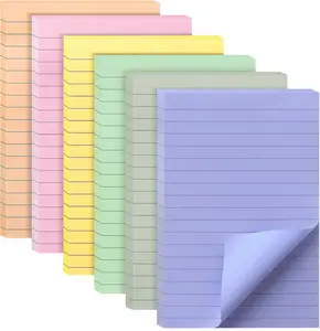 Mr. Pen- Lined Sticky Notes 4x6, 6 Pads, 45 Sheet/Pads, Morandi Colors, Sticky Notes with Lines