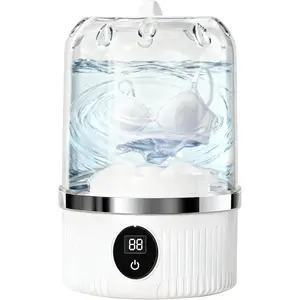Underwear Washer Portable Mini Washing Machine, 3000mAh Rechargeable Cordless Laundry for Bra, Socks, Baby Clothes, Small Loads for Home & Travel