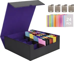 Card Storage Box For Trading Cards With Dedicated Card Supporters,3000+ Mtg Deck Box With 24 Colorful Divider Tabs,Trading Card S