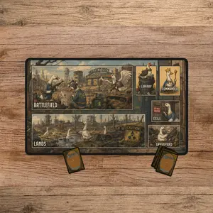 Silly Goose x Fallout Magic the Gathering Zoned Playmat, Funny Mouse Pad Zones Gameplay Mat, Multiple Zones