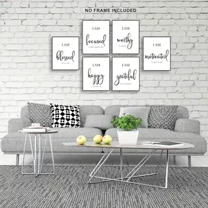 6pcs Inspirational Wall Art Posters, Motivational Quotes for Office and Bedroom, Classroom Decor, Educational Club Decoration