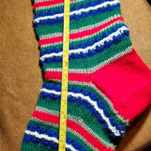 Christmas Stocking, Knitted, red accent