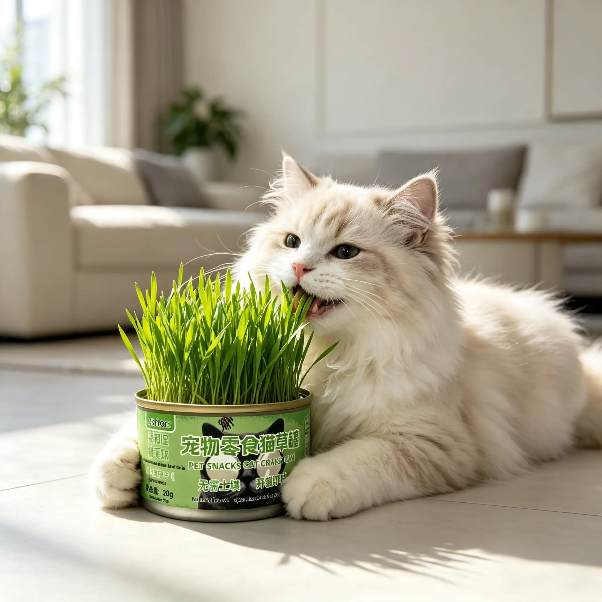 Cat Grass Kit for Cats, Wheat Grass Growing Can, Easy Indoor Cat Grass Garden, No Soil Needed, Fresh Cat Grass in 3 Days, Natural Fiber & Vitamin Supplement for Indoor Cats