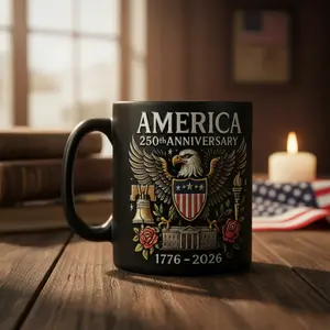 USA 250th Anniversary Commemorative Mug (1776-2026) - Patriotic Eagle & Liberty Bell Ceramic Coffee Cup, Unique Independence Day Gift & Souvenir