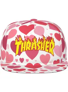 Thrash Logo Flame Hip Hop Snapback Cap, Stylish Streetwear Accessory, Perfect for Casual, Trendy Fashion Headwear