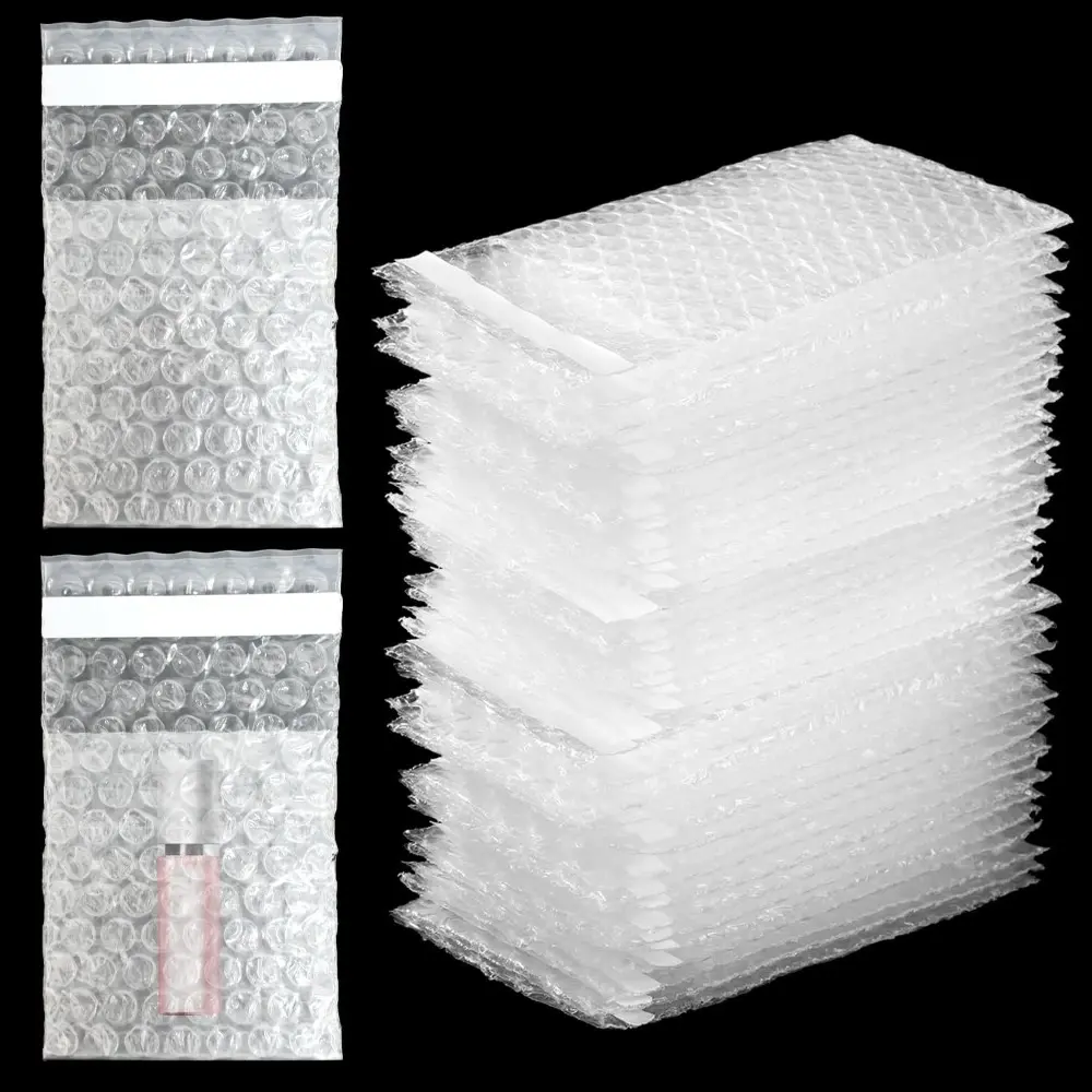350 Pcs Clear Self Sealing Bubble Bags Plastic Thickening Cushion Packing Bags Double Wall Bubble Pouch Bag Shockproof Pack Protective Bags for Small Business Packing Shipping Storage (3.35" X 4")