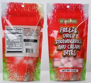 Bliss Life Strawberries and Cream Bites Sweet Flavor Snack Candies Corn Candy Sugar Strawberry