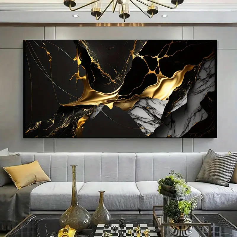 1pcs canvas painting, modern abstract black and gold marble canvas painting art room modern canvas poster bedroom and living room decoration, suitable for living room, office, bedroom, home decoration, office decoration