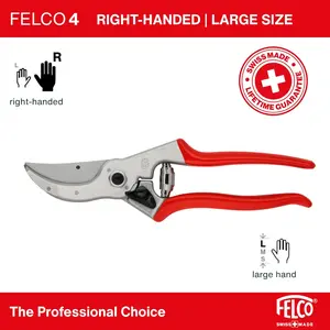 Felco F4 Pruning Shears – 9.25" Swiss-Made Garden Clippers for Pruning | Hand Pruners for Gardening | Garden Tool Cutter with Precision Bypass Blade, Aluminum Body, Replaceable Parts, Nut/Bolt Model