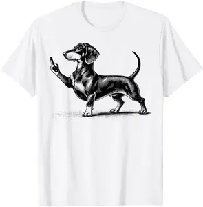 Black Dachshund With Middle Finger T-Shirt