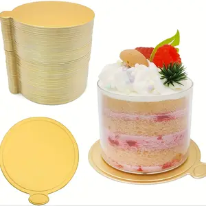 Disposable Cake Board, 100pcs Round Cake Base, Mousse Dessert Board Base, Disposable Paperboard Cupcake Boards for Wedding Birthday Party Displays Tray