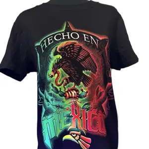 Made in Mexico T-shirt with Colorful Eagle Design and Vibrant Colors Hecho En Mexico Text Crewneck
