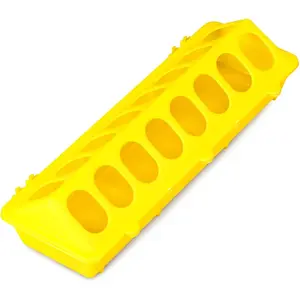 Flip Top Chick Feeder Trough Plastic Flip Top Bird Small Poultry Feeder Chicken Pigeon Duck Quail Feeder Waterer Small Chicken Feeders No Waste No Mess (Yellow)
