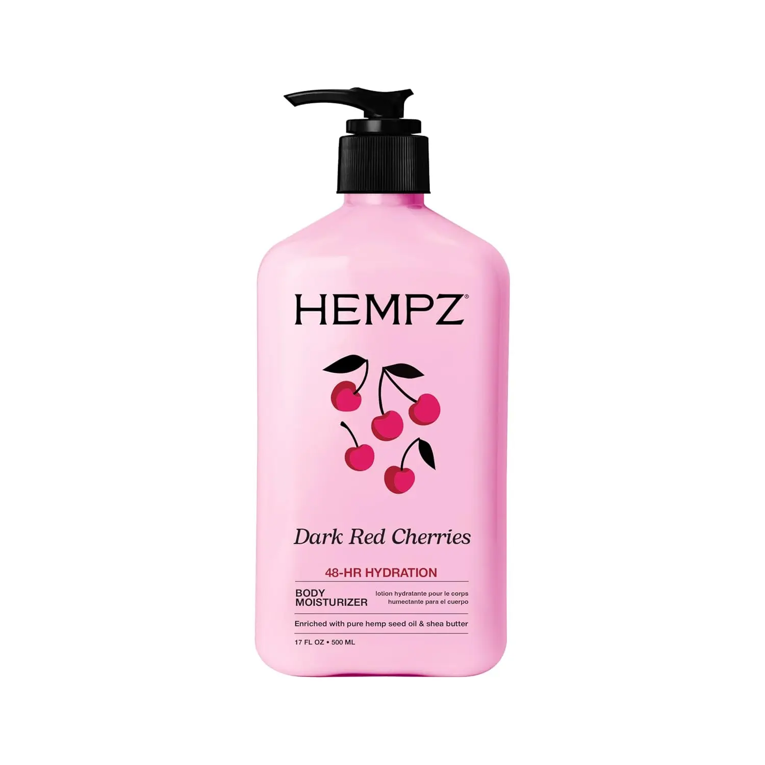 Hempz Dark Red Cherries Moisturizing Body Lotion - 17 Fl Oz | Cherry extract & Shea Butter, Hemp Seed Oil for Dry Skin, 48-Hour Hydration, Vegan & Cruelty-Free, Paraben-Free