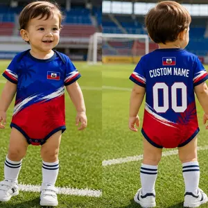Personalized Haiti Baby Bodysuit, Custom Name Soccer Baby Outfit, Haiti Football Fan Gift, Newborn Sports Jersey Onesie