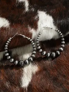 Vintage Beaded Decor Hoop Earrings, Boho Style Jewelry for Women & Men, Dainty Fashion Jewelry, Trendy All-match & Exquisite Jewelry for Birthday Gift