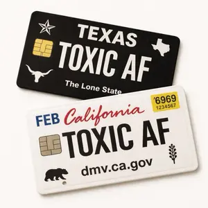 Toxic AF State Plates Card Skin Decal Texas California