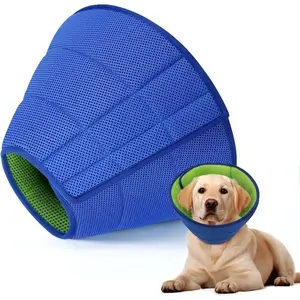 Upgraded Dog Cone Collar for Dogs After Surgery, Soft Breathable Pet Recovery Collar with Double-Layer Design, Adjustable Dog Cone Collar (L, Blue) braces