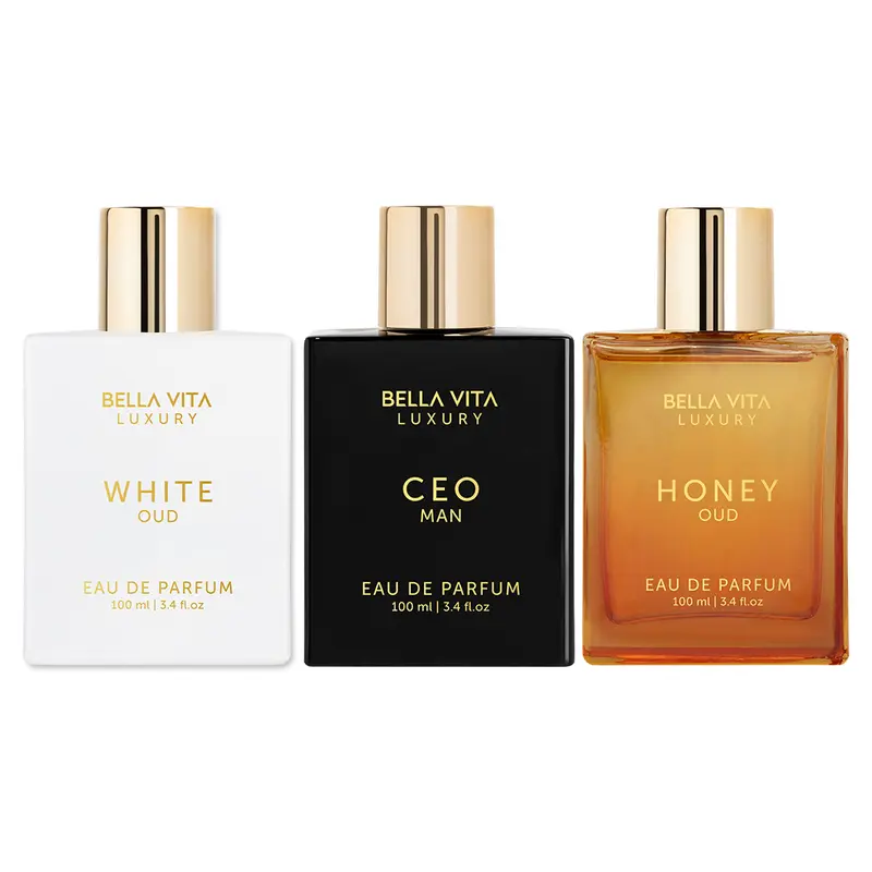 BellaVita Luxury's Signature Trio | 3x100ml Perfumes | CEO Man, Honey Oud & White Oud | Perfume for All | Long Lasting Fragrance | Eau De Parfum