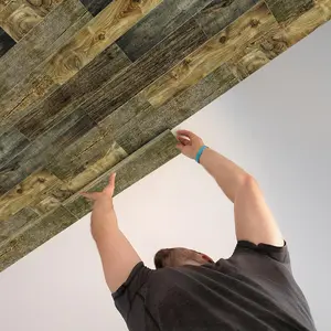 Imitation Wood Grain Foam Wall Sticker, 24pcs/set Self-adhesive Removable Wallpaper, Peel And Stick Wallpaper Designs, Decorative Wallpaper, Waterproof Bathroom Anti-slip Wall Decoration