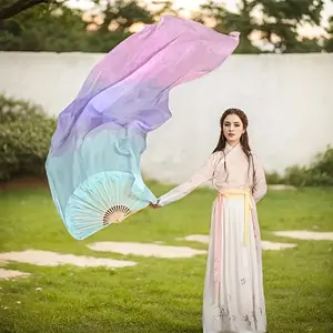 1pc Bamboo Fiber Gradual Color Changing Hand Fan, Elegant Waving Simulation Silk Fan, for Dance Performance and Training, Ideal for Easter, Women'S Day, Mother'S Day, Thanksgiving, Christmas  Decor Folding home decor