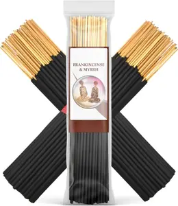 Exotic Frankincense & Myrrh Incense Sticks 7 Inch, 1 Bulk Pack of 85-100 Sticks, 7 Inch Natural Long Lasting Scent Burns for 30-45 Minutes.