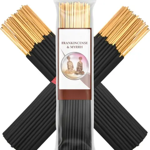 Exotic Frankincense & Myrrh Incense Sticks 7 Inch, 1 Bulk Pack of 85-100 Sticks, 7 Inch Natural Long Lasting Scent Burns for 30-45 Minutes.