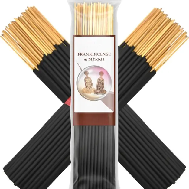 Exotic Frankincense & Myrrh Incense Sticks 7 Inch, 1 Bulk Pack of 85-100 Sticks, 7 Inch Natural Long Lasting Scent Burns for 30-45 Minutes.