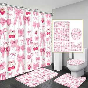 Y2K Sweet Cool Bathroom Set, Flash Leopard Zebra Print, Waterproof Shower Curtain, Non-Slip Mat, Toilet Mats, Easy Clean, Shower Curtain Sets