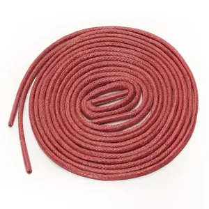 INSPIRE CHIC 2 Pairs Round Waxed Shoelaces Colored Oxford Shoestrings for Dress Shoes Boots Red