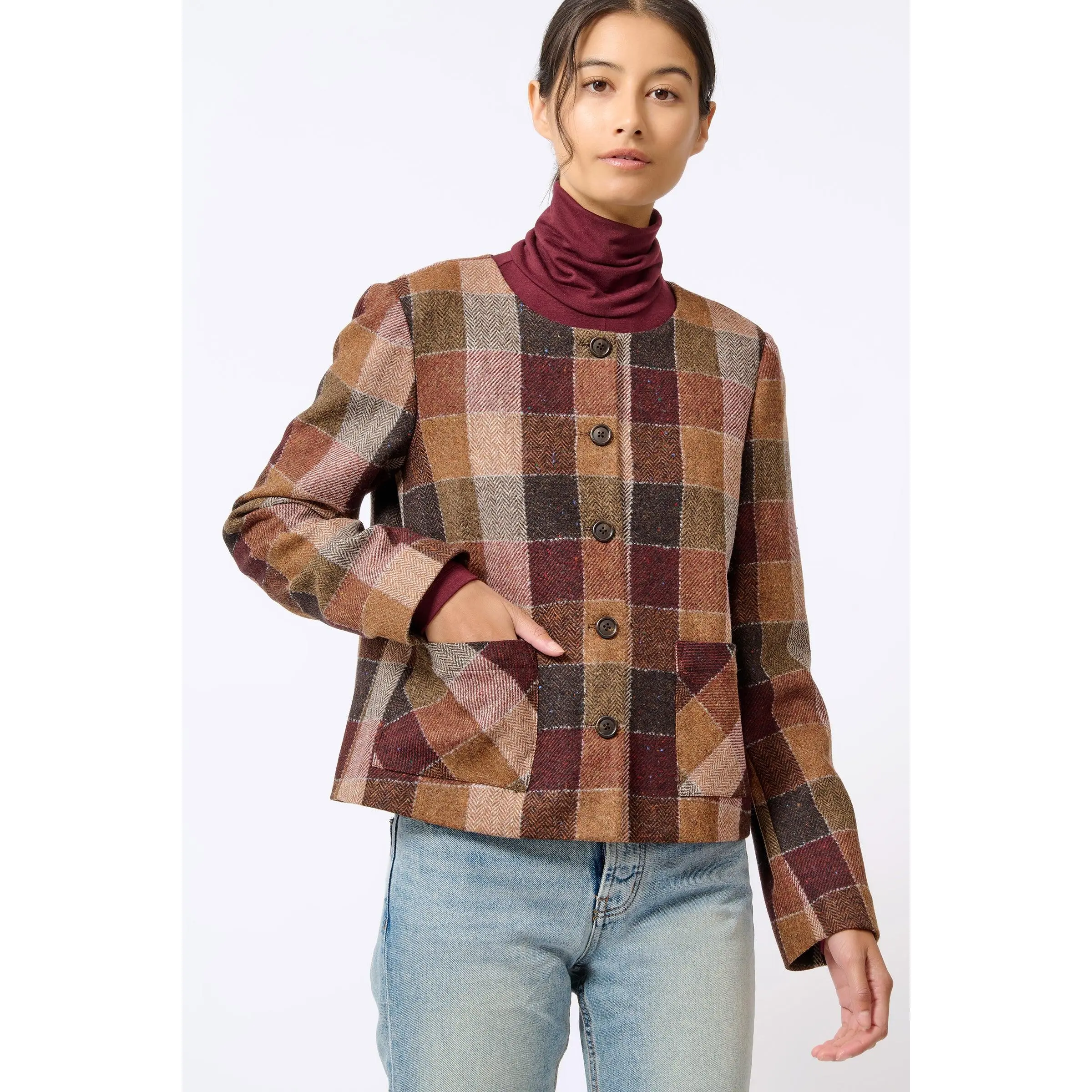 Caroline Patch Pocket Blazer - Patchwork