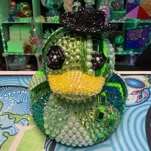 Green mirror and rhinestone medium Duck