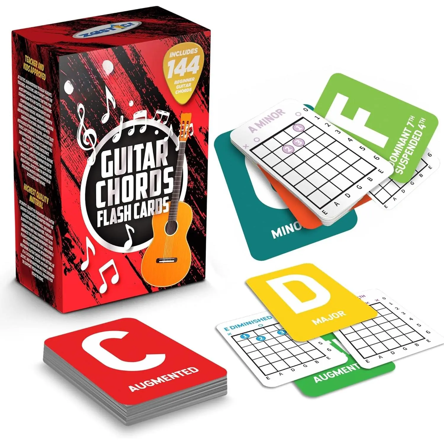 Guitar Chords Flash Cards - 144 Guitar Chord Flash Cards Deck- Guitar Notes Flash Card -  Guitar Learning Tool, Guitar Practice, Guitar Fretboard  Tool