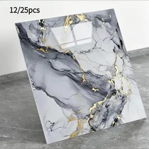 Luxury Marble Pattern Wallpaper Stickers, 12/25pcs 30x30cm, Peel and Stick Waterproof Oil-Resistant, Kitchen Bathroom Wall Decor, Wall Decals
