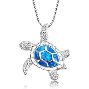 Sterling Silver Turtle Pendant Necklace for Women – Sea Animal Jewelry Gift