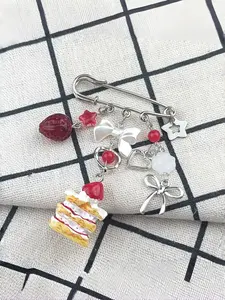 Creative Strawberry Cake Pin Brooch, Sweet Cool Style, Butterfly Heart Star Pendant, Unique Design, Student Fashion Accessory, Exquisite Brooch