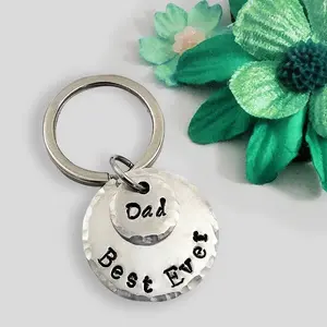 Best Dad Ever Key Ring, Hand-Stamped, Father's Day, Birthday, Gift