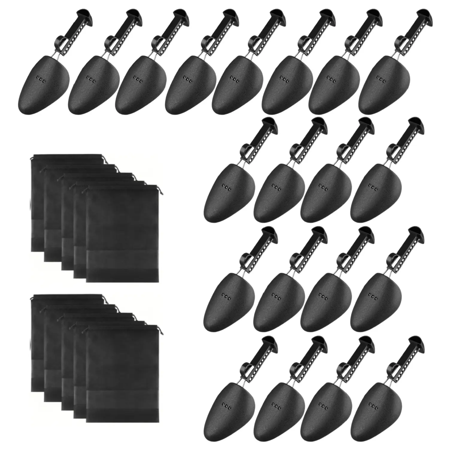 10 Pairs Plastic Shoe Stretcher Men with 10 Storage Bags ,Adjustable Shoe Trees for Men Portable Shoe Tree Shaper Stretchers Holder (Black) - Home Improvement.