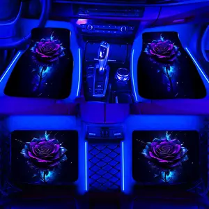 Rose Pattern Car Floor Mat, Water-absorbent and Non-slip Car Mat, Universal Car Interior Protective Decoration Mat, Car Interior Accessories