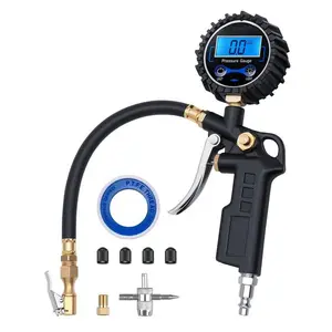 Digital Tire Pressure Gauge with Inflator 250 PSI Air Chuck & Compressor Accessories Accuracy Measurement Durable Brass Components Automotive Vehicle Tool