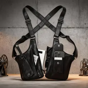 Adjustable Underarm Shoulder Bag for Men and Women-Anti-theft Hidden Storage for Cell Phones and Other Hunting and Outdoor Gear,Premium Leather.