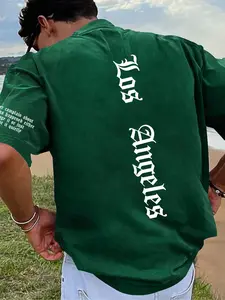 Men's Los Angeles Letter Print Round Neck Tee, Regular Fit Casual Comfy Short Sleeve Crew Neck T-shirt for Summer, Fashion Men's Top for Daily Wear, Casual Street Fashion