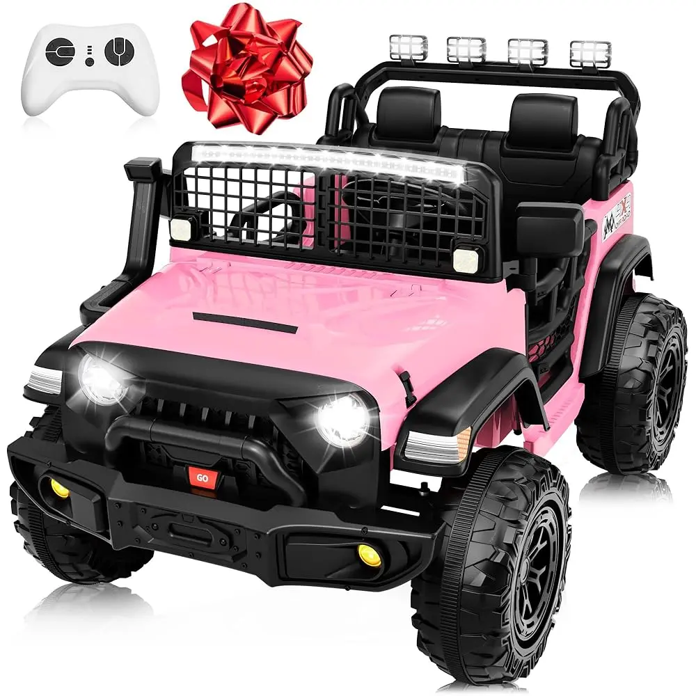 JOYRACER 24V Ride on Truck for Big Kids, 2 Seater Electric Car w/800W Motors, 20''Seat, 4WD Battery Powered Vehicle with Remote Control, Mult-Led Lights, 3 Speed, Bluetooth, Shock Absorption, Outdoor Toys Gift for Boys and Girls Aged 3-8