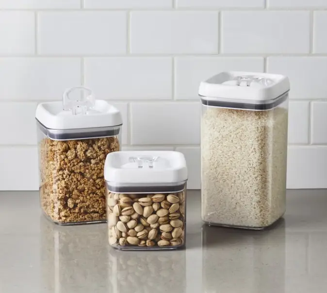 Better Homes & Gardens Canister Pack of 3, Flip-Tite Square Food Storage Container Set, Made for Pantry Organization and Food Storage