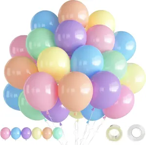 Pastel Balloons, 12 Inch 60 Pcs Pastel Rainbow Balloons Assorted Colors for Unicorn Party, Rainbow Party, Baby Shower,Spring Birthday, Wedding Decorations