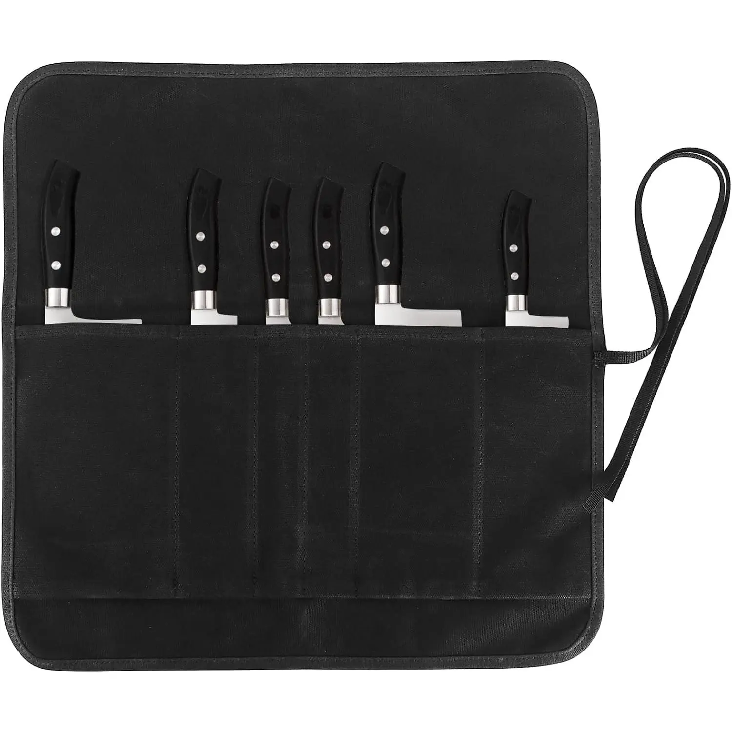 Roll Bag, Chef's  Roll Bag, Heavy Duty Chef  Roll Bag with 6 Slots, Waxed Canvas  Bag Roll,  Pouch Holder for Home Kitchen Travel Camping