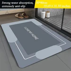 Bathroom Toilet Mat, 1pcs Non-slip Bathroom soft Floor Mat, Diatomite Bathroom Mat, Room door Decor Water Absorbent Interior Rug for Bathroom Living Room Kitchen Laundry Bathroom Home Decor, fast dry Household Items, Home Goods bath geometric design